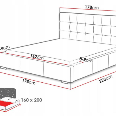 Posteľ s roštom a matracom 160x200 IRVINE 2 - čierna ekokoža