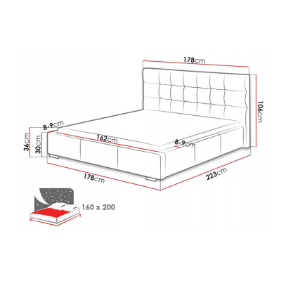 Posteľ s roštom a matracom 160x200 IRVINE 2 - čierna ekokoža