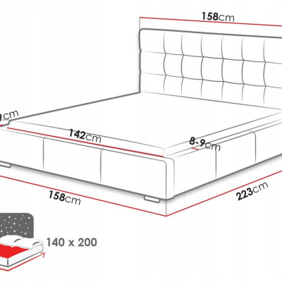 Posteľ s roštom a matracom 140x200 IRVINE 2 - čierna ekokoža