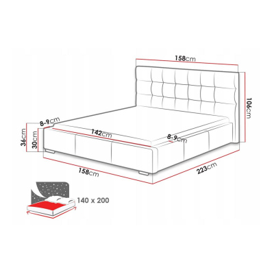 Posteľ s roštom a matracom 140x200 IRVINE 2 - sivá ekokoža