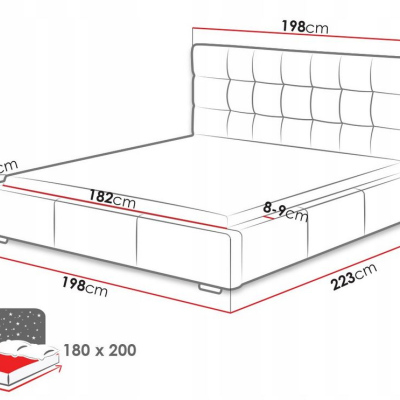 Posteľ s matracom a úložným priestorom 180x200 IRVINE 1 - hnedá ekokoža