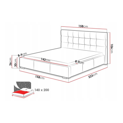 Posteľ s matracom a úložným priestorom 140x200 IRVINE 1 - biela ekokoža