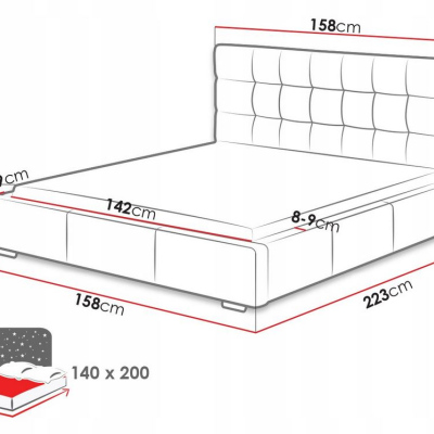 Posteľ s matracom a úložným priestorom 140x200 IRVINE 1 - hnedá ekokoža