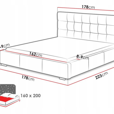 Posteľ s matracom a úložným priestorom 160x200 IRVINE 1 - čierna ekokoža