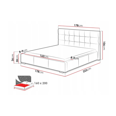 Posteľ s matracom a úložným priestorom 160x200 IRVINE 1 - sivá ekokoža