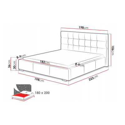 Posteľ s matracom a úložným priestorom 180x200 IRVINE SLIM 1 - biela ekokoža