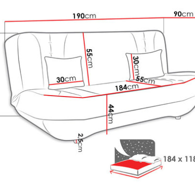 Rozkladacia pohovka SACRAMENTO - čierna / červená