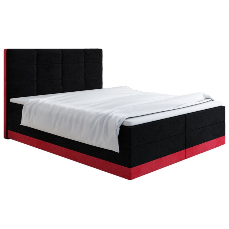 Čalúnená posteľ 140x200 LILLIANA 1 - čierna / červená