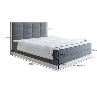 Čalúnená posteľ 160x200 LILLIANA 1 - šedá / biela