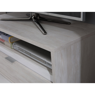 Televízny stolík 90 cm PEORIA - dub monastery / lesklá čierna