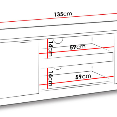 Televízny stolík 135 cm PEORIA 2 - dub monastery / lesklá čierna