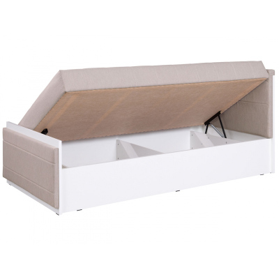 Jednolôžková posteľ s matracom 90x200 BROKEN - biela / béžová