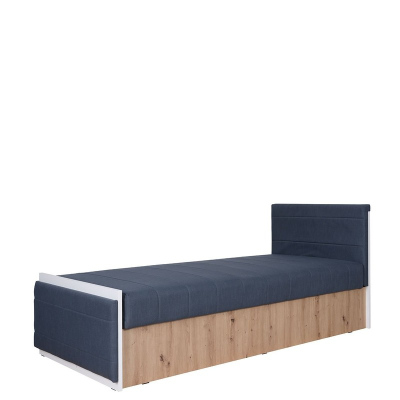Jednolôžková posteľ s matracom 90x200 BROKEN - biela / dub artisan / čierna