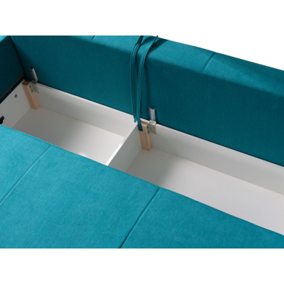 Obývacia zostava s pohovkou a LED osvetlením ALBANY 5 - matná biela / dub san remo / modrá
