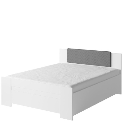 Manželská posteľ 160x200 CORTLAND 1 - biela / sivá ekokoža