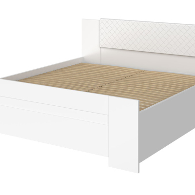 Manželská posteľ 160x200 CORTLAND 1 - biela / sivá ekokoža
