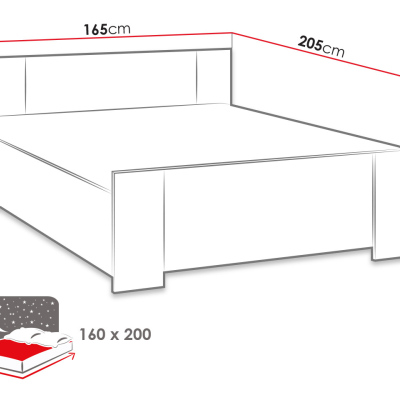 Manželská posteľ 160x200 CORTLAND 1 - dub artisan / biela ekokoža