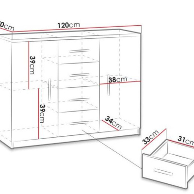 Kombinovaná komoda CORTLAND - biela