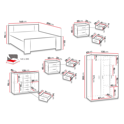 Nábytok do spálne s posteľou 160x200 CORTLAND 8 - dub artisan