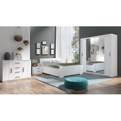 Spálňová zostava s posteľou 160x200 CORTLAND 4 - biela / šedá ekokoža