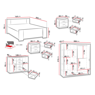 Nábytok do spálne s posteľou 160x200 CORTLAND 4 - biely