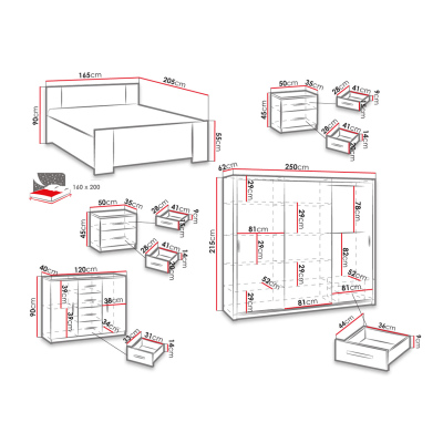 Nábytok do spálne s posteľou 160x200 CORTLAND 3 - biely