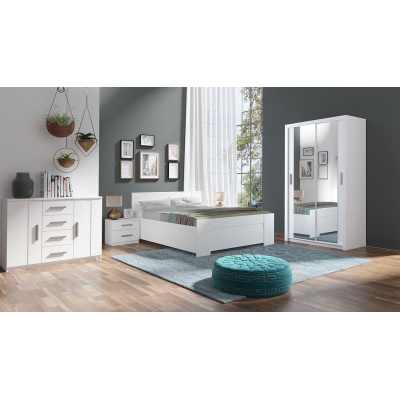 Spálňová zostava s posteľou 160x200 CORTLAND 1 - biela / šedá ekokoža