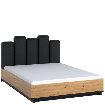 Manželská posteľ 160x200 DELAWARE - dub artisan / matná čierna