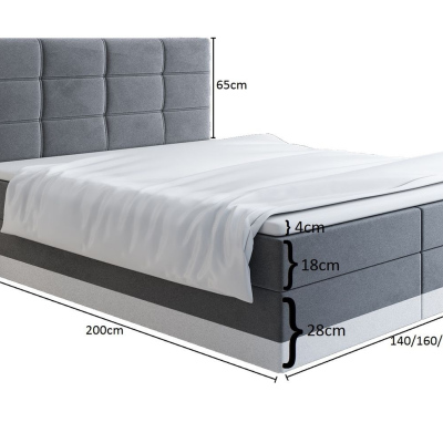 Čalúnená posteľ LILLIANA 1 - 140x200, sivá