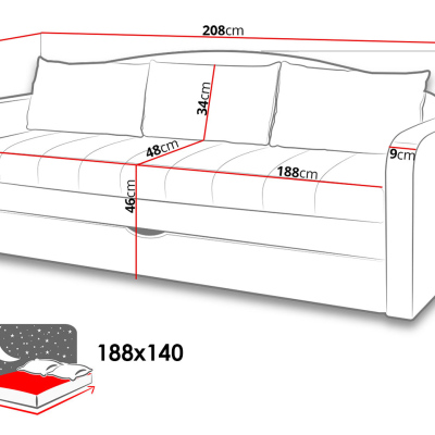 Rozkladacia pohovka s úložným priestorom GRESHAM 1 - béžová / ružová
