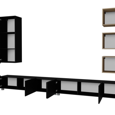 Obývacia stena CHEMUNG 33 - dub artisan / lesklá čierna