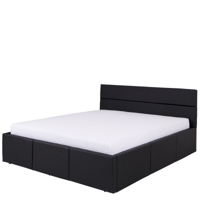 Manželská posteľ 160x200 CHEMUNG - čierna ekokoža