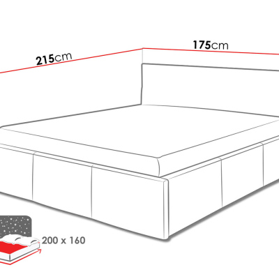 Manželská posteľ 160x200 CHEMUNG - sivá ekokoža