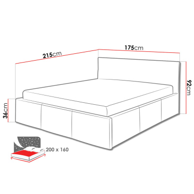 Manželská posteľ 160x200 CHEMUNG - sivá ekokoža