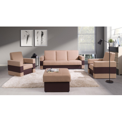 Zostava nábytku do obývacej izby RIALTO - hnedá ekokoža / béžová