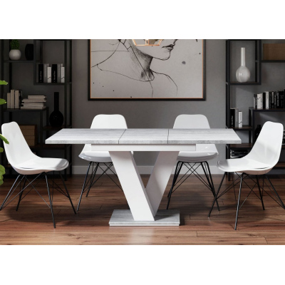 Rozkladací jedálenský stôl MAEL - biely / kameň