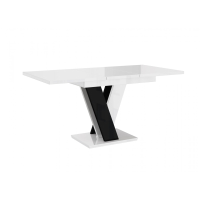 Rozkladací jedálenský stôl MAEL - biely lesk / čierny lesk