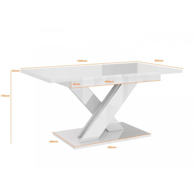 Rozkladací jedálenský stôl PEPAX - biely lesk / čierny lesk