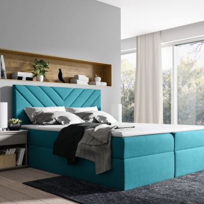 Kontinentálna posteľ IVANA 6 - 120x200, modrá + topper ZDARMA