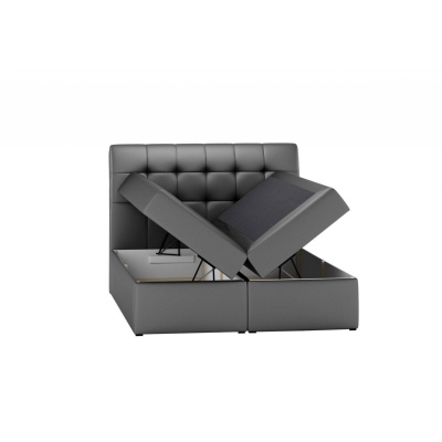 Kontinentálna posteľ LUCIA - 200x200, čierna eko koža + topper ZDARMA