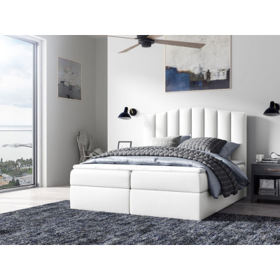 Kontinentálna posteľ LUCIA - 200x200, biela eko koža + topper ZDARMA