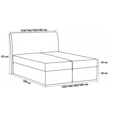 Kontinentálna posteľ LUCIA - 200x200, čierna + topper ZDARMA