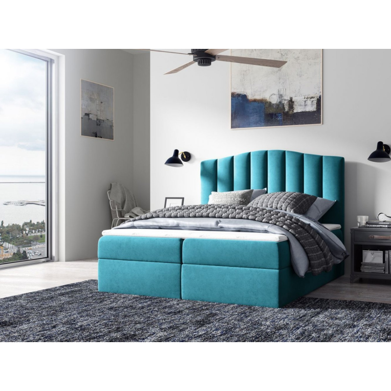 Kontinentálna posteľ LUCIA - 200x200, modrá + topper ZDARMA