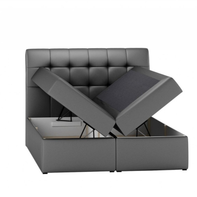 Kontinentálna posteľ LUCIA - 180x200, čierna eko koža + topper ZDARMA