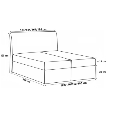 Kontinentálna posteľ LUCIA - 120x200, hnedá + topper ZDARMA