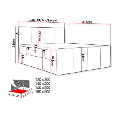 Posteľ s matracom a roštom LOLA - 160x200, modrá 2 + topper ZDARMA