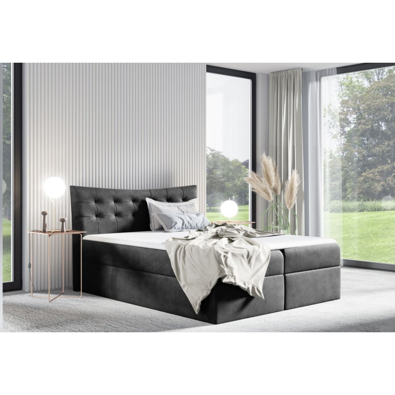 Čalúnená posteľ HILA - 160x200, šedá + topper ZDARMA