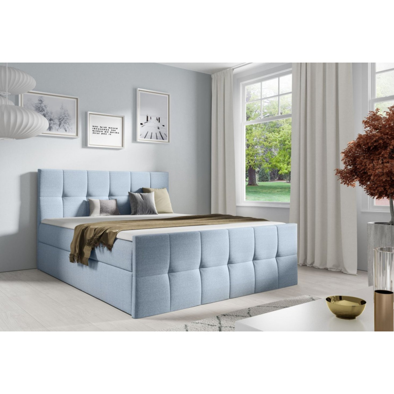 Manželská posteľ CHLOE - 200x200, svetlo modrá + topper ZDARMA