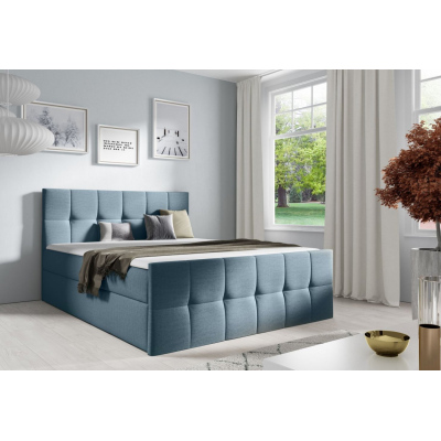 Manželská posteľ CHLOE - 200x200, modrá 1 + topper ZDARMA
