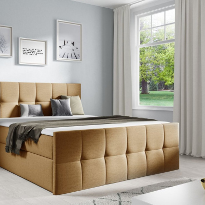 Manželská posteľ CHLOE - 200x200, svetlo hnedá + topper ZDARMA